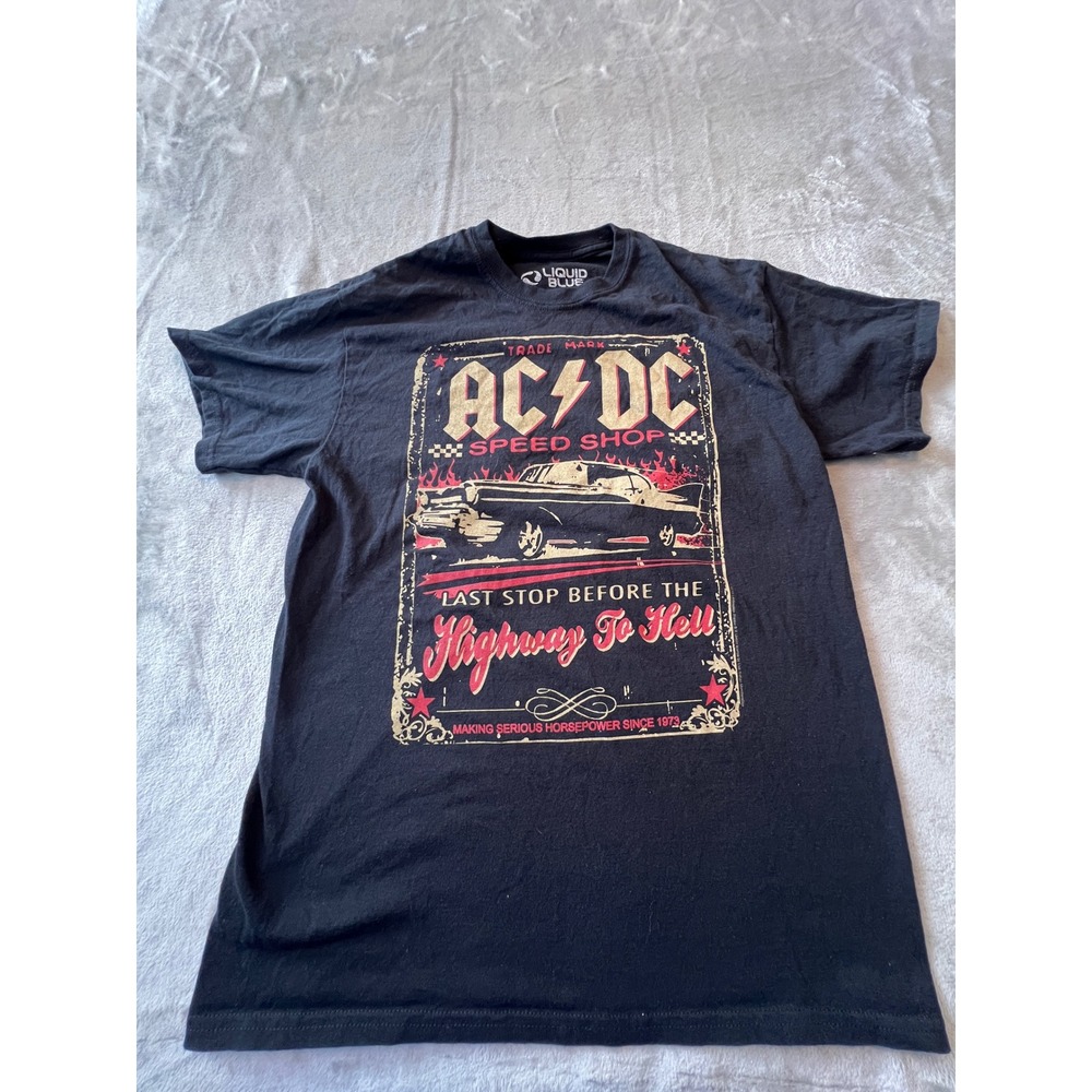 Liquid Blue AC/DC T-Shirt Mens Medium Black Speed Shop Highway To Hell Graphic